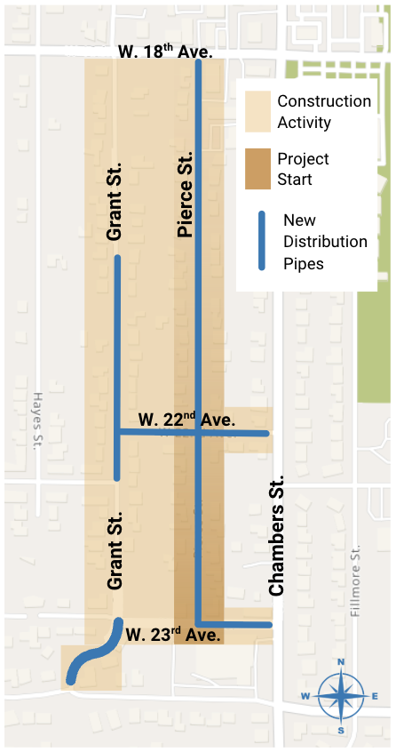 Grant St. and Pierce St. Pipeline Project Map