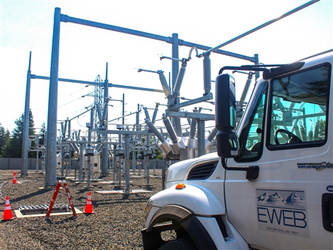 EWEBtruck parked in front of the substation